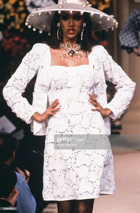 Tyra Banks walks the runway at the Yves Saint Laurent Haute 